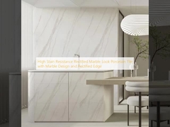 Azulejo de porcelana retificado com aspeto de mármore, alta resistência a manchas, com design de mármore e borda retificada