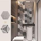Azulejo preto e branco do banheiro do hexágono 200x230mm