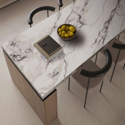 Rectificado Edge Marble Branco olhar porcelana telha em 1600x3200mm