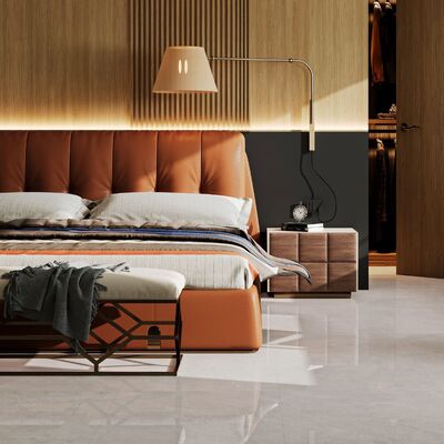 Modern Porcelain Tile with 750x1500mm Dimensions Featuring a Polished Surface and Durable Porcelain for Exhibition Halls