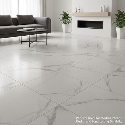 Rectified Edge Marble Look Porcelana Tile Matt Finish Escolha perfeita para design de interiores modernos e durabilidade duradoura