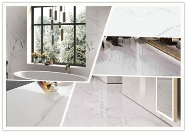 Tamanho lustrado Carrara branco super da telha 24x48 da porcelana 12 milímetros de espessura